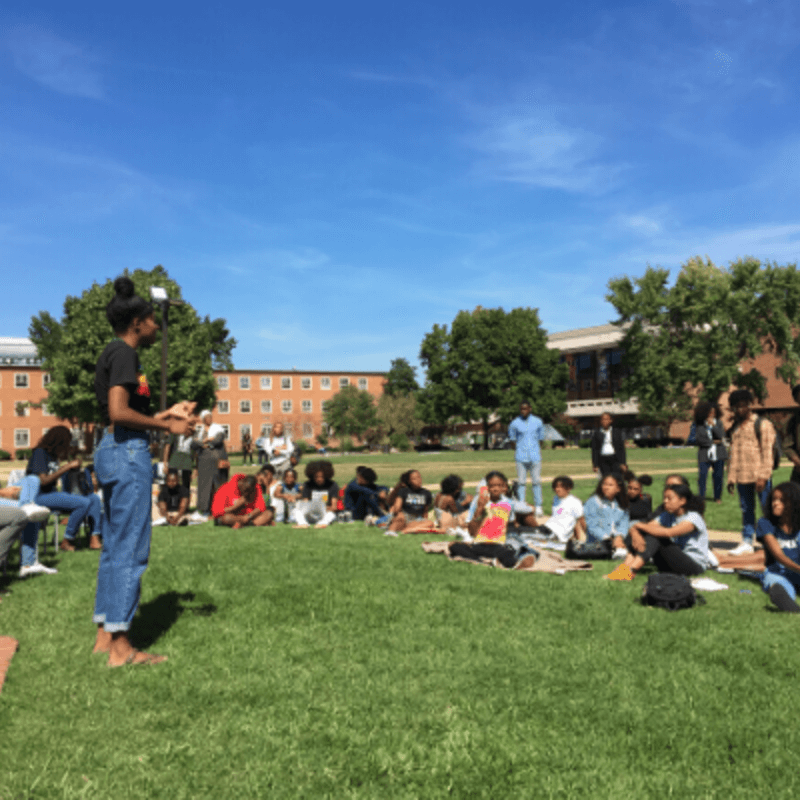 ES Students Gathered for a Lesson on the Yard