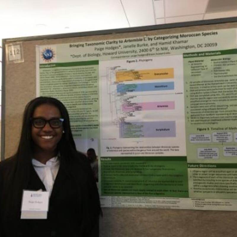 ES Student Standing by Research presentation