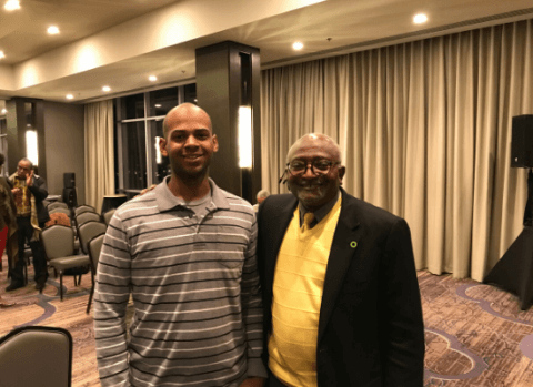 Caleb Edwards, Senior Environmental Studies major, pictured with Professor Robert Bullard