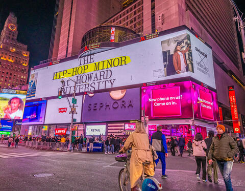 Display of Hip Hop Minor at Times Square